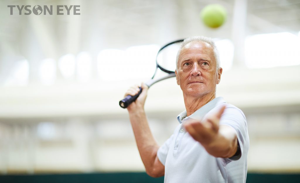 Person playing tennis and understanding how to protect your eyes from age- related macular degeneration