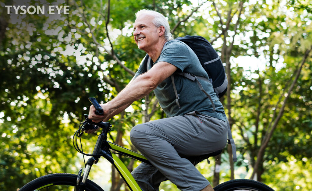 5 tips for healthy vision with a person riding on a bicycle