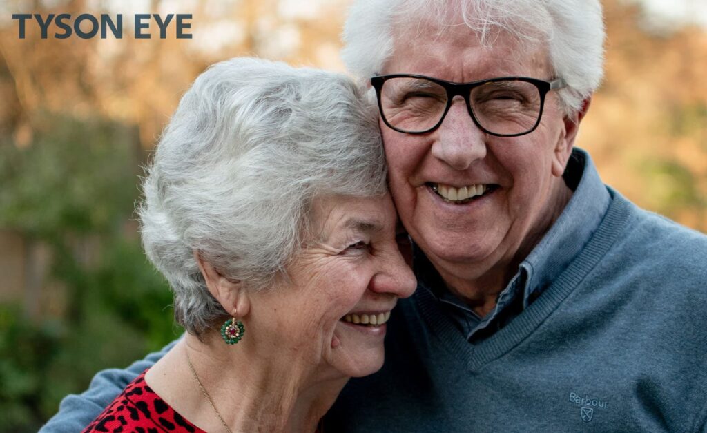 a couple hugging and smiling to help show the key to preventing further vision loss